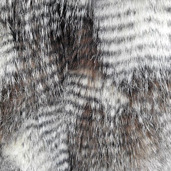 Free Generation Shaggy Patchwork Vegan Faux Fur Vest S Brown Gray Glam Night Out - Picture 12 of 13